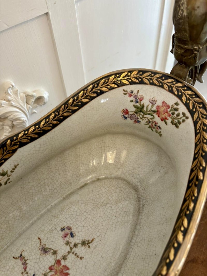 Large Antique Quality Porcelain and Brass Mounted Centrepiece - Image 6